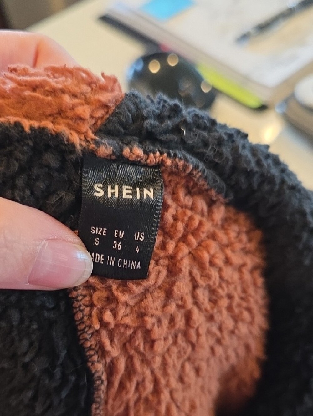SHEIN Plush Sherpa Crewneck Sweaters in Rust, Peach & Teal - Picture 12 of 12